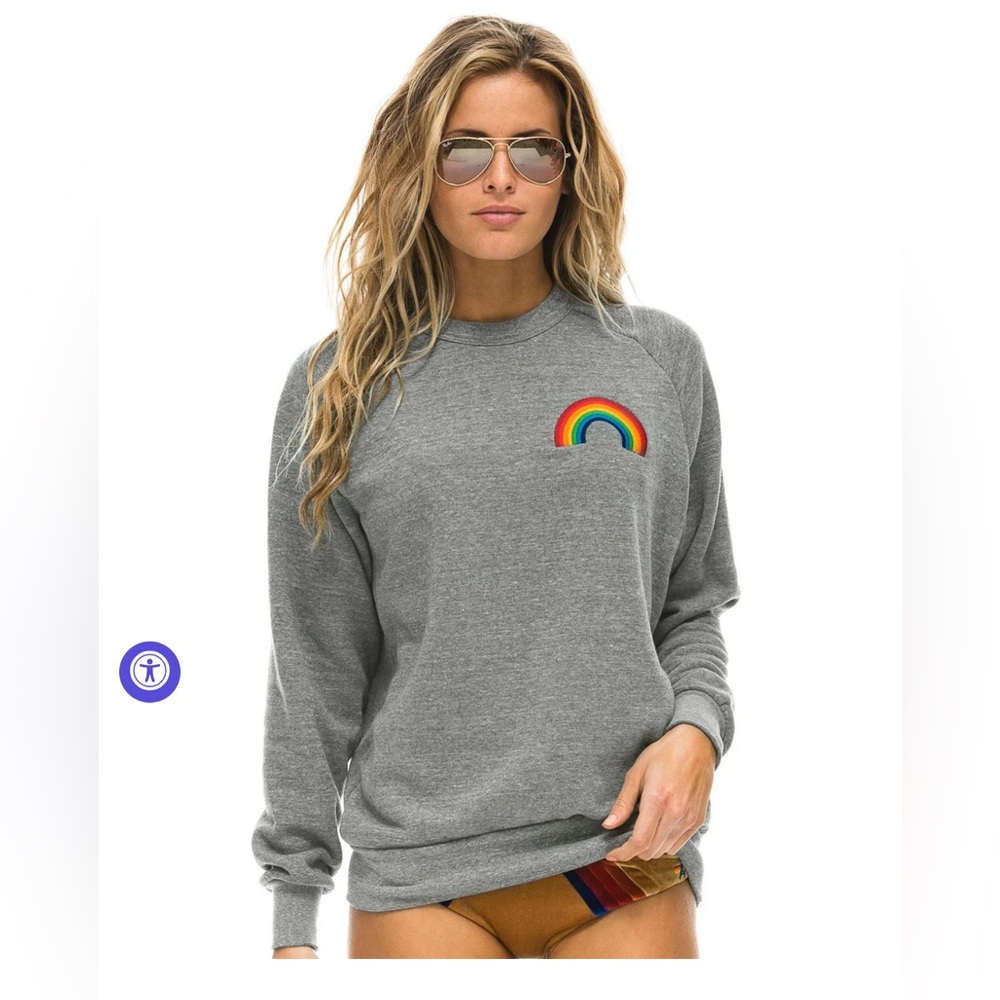 AVIATOR NATION RAINBOW EMBROIDERY SWEATSHIRT - HEATHER GREY UNISEX